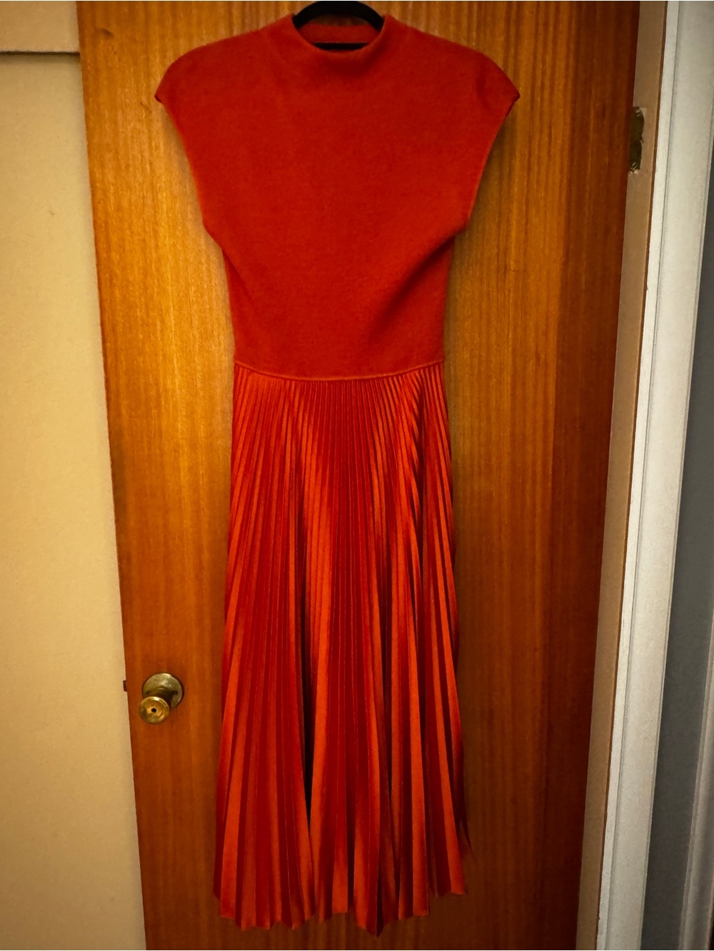 Polo by Ralph Lauren Orange Pleated Midi Dress